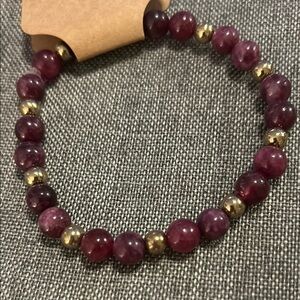 Elegant Purple and Gold Beaded Bracelet